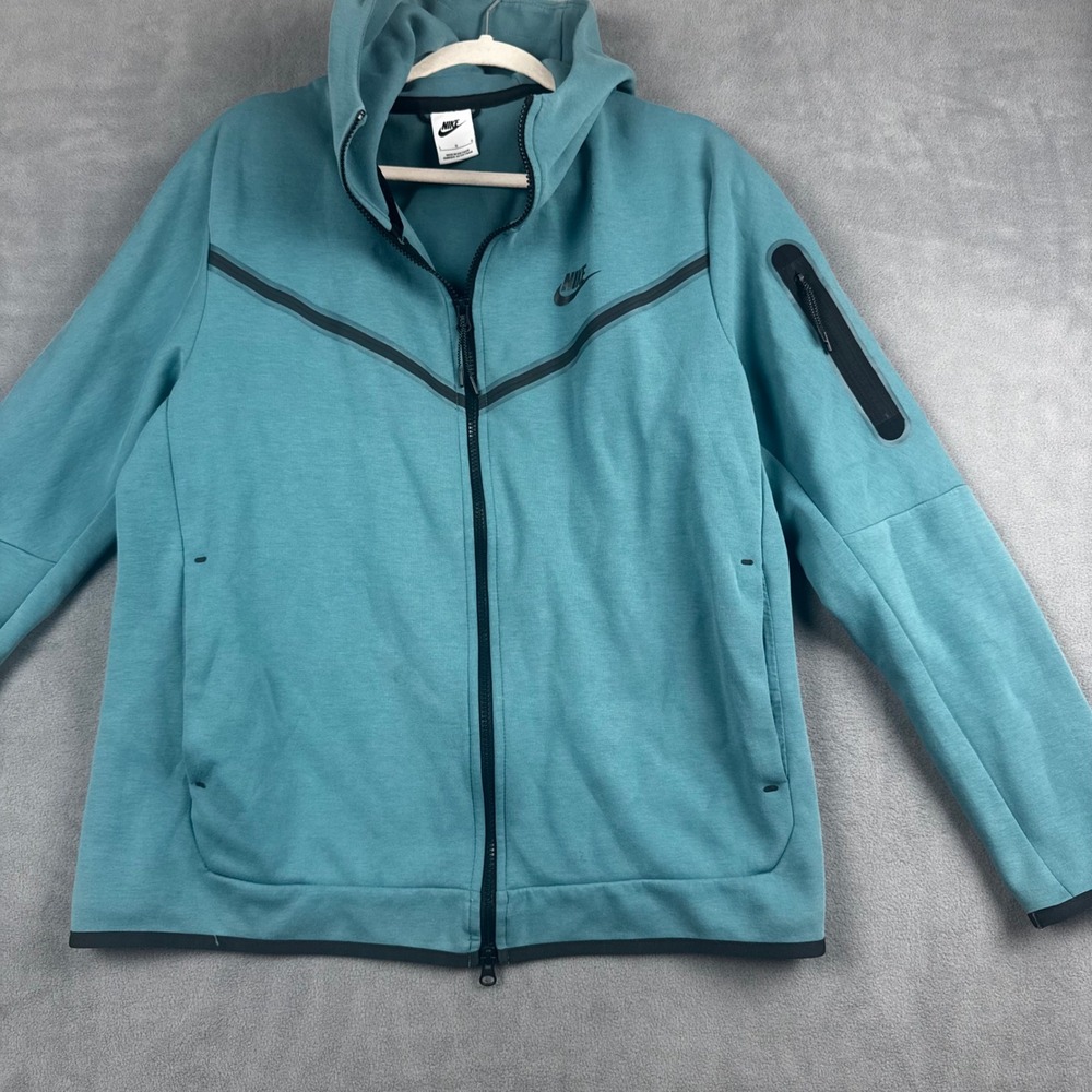 Nike Tech Fleece Full Zip Hoodie Teal Blue Mens Large Windrunner Jacket